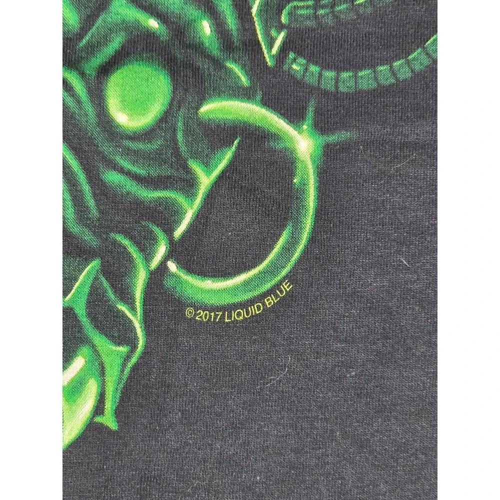 Liquid Blue Mens‎ Cyber Skull T-Shirt XL Neon Green All Over Print Skeleton 2017
